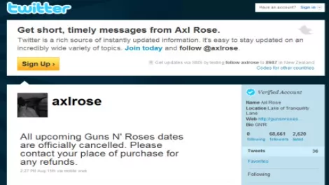Axl Rose's Twitter account hacked