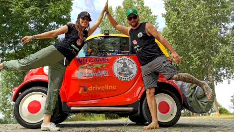 'Smart arses' in a smart car on 18,000 km rally for mental health